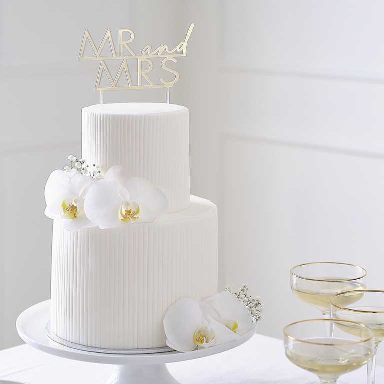 Gold Acrylic Mr & Mrs Wedding Cake Topper