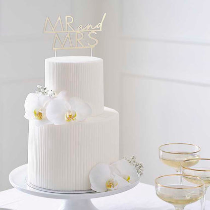 Gold Acrylic Mr & Mrs Wedding Cake Topper