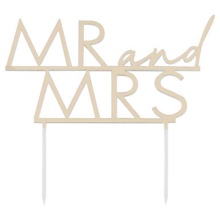 Gold Acrylic Mr & Mrs Wedding Cake Topper