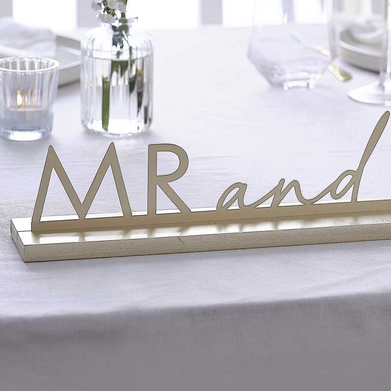 Gold Metal Mr & Mrs Wedding Table Sign