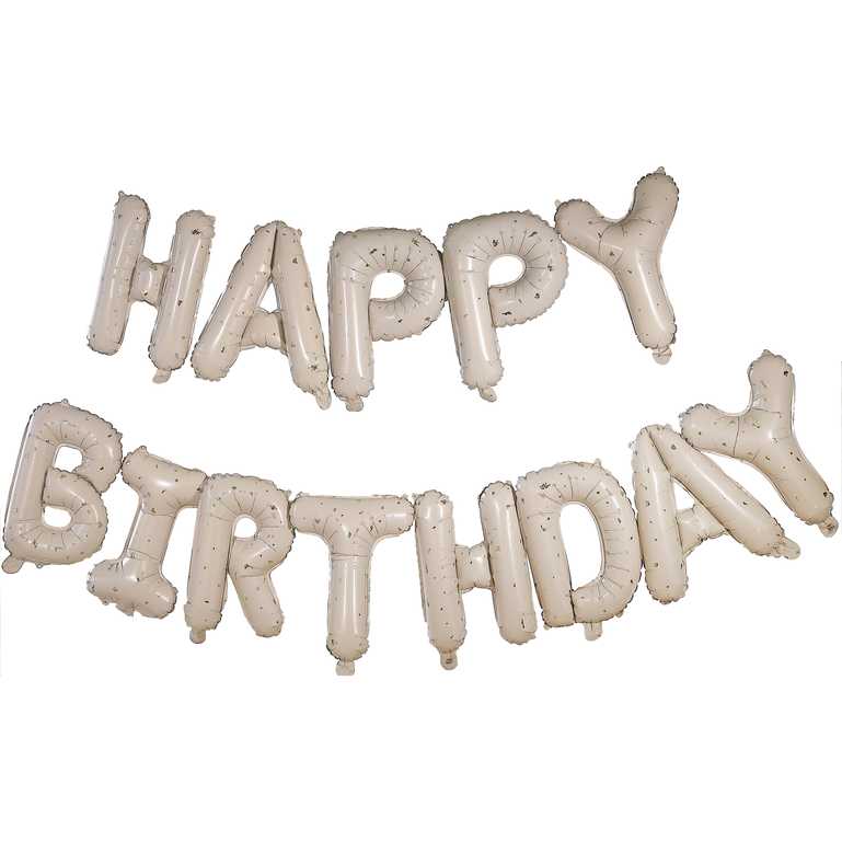 Gold Speckle Happy Birthday Letters Balloon Banner