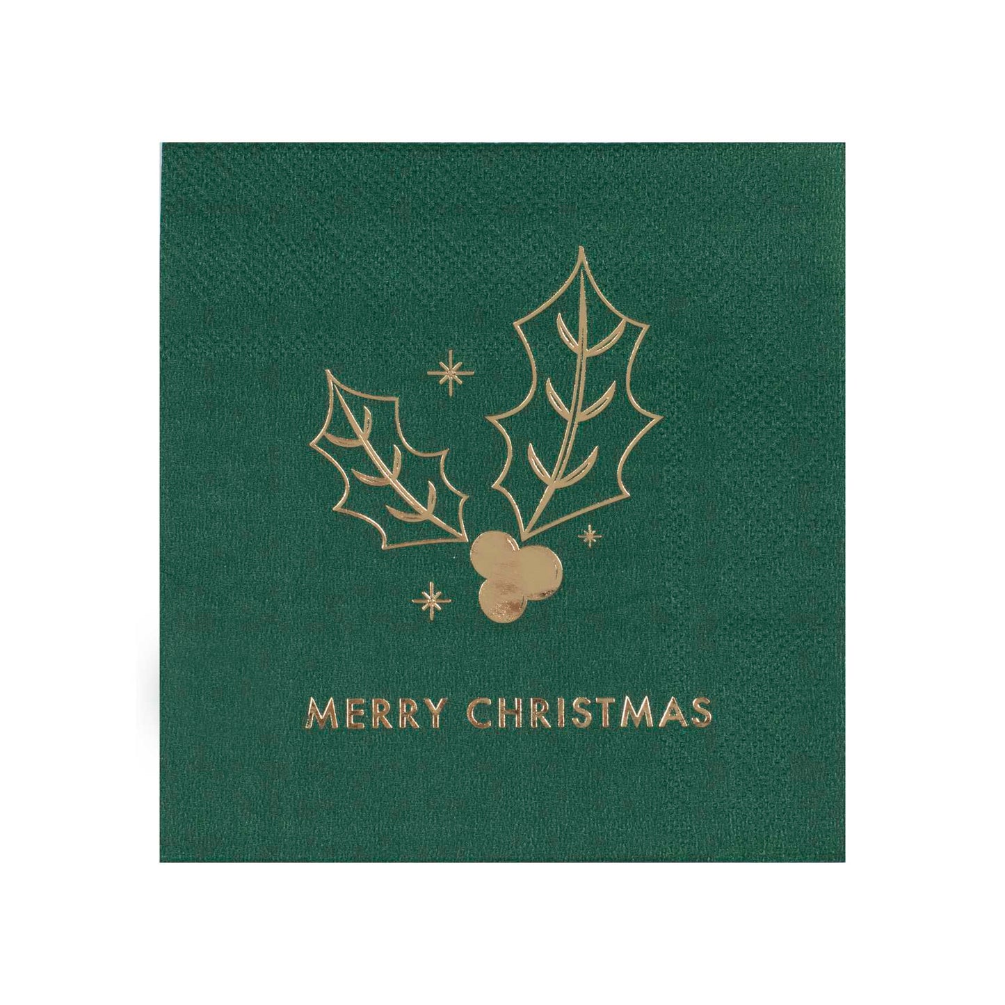 Green & Gold Merry Christmas Paper Party Napkins Serviettes Pk 16