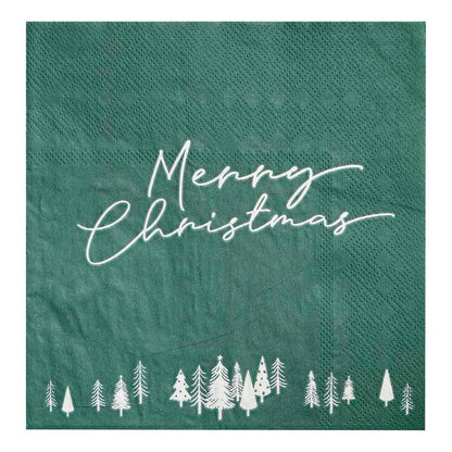 Eco-Friendly Green Merry Christmas Paper Party Napkins Serviettes