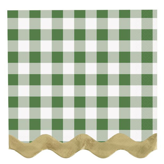 Green Plaid Gingham Paper Party Napkins Pk 16