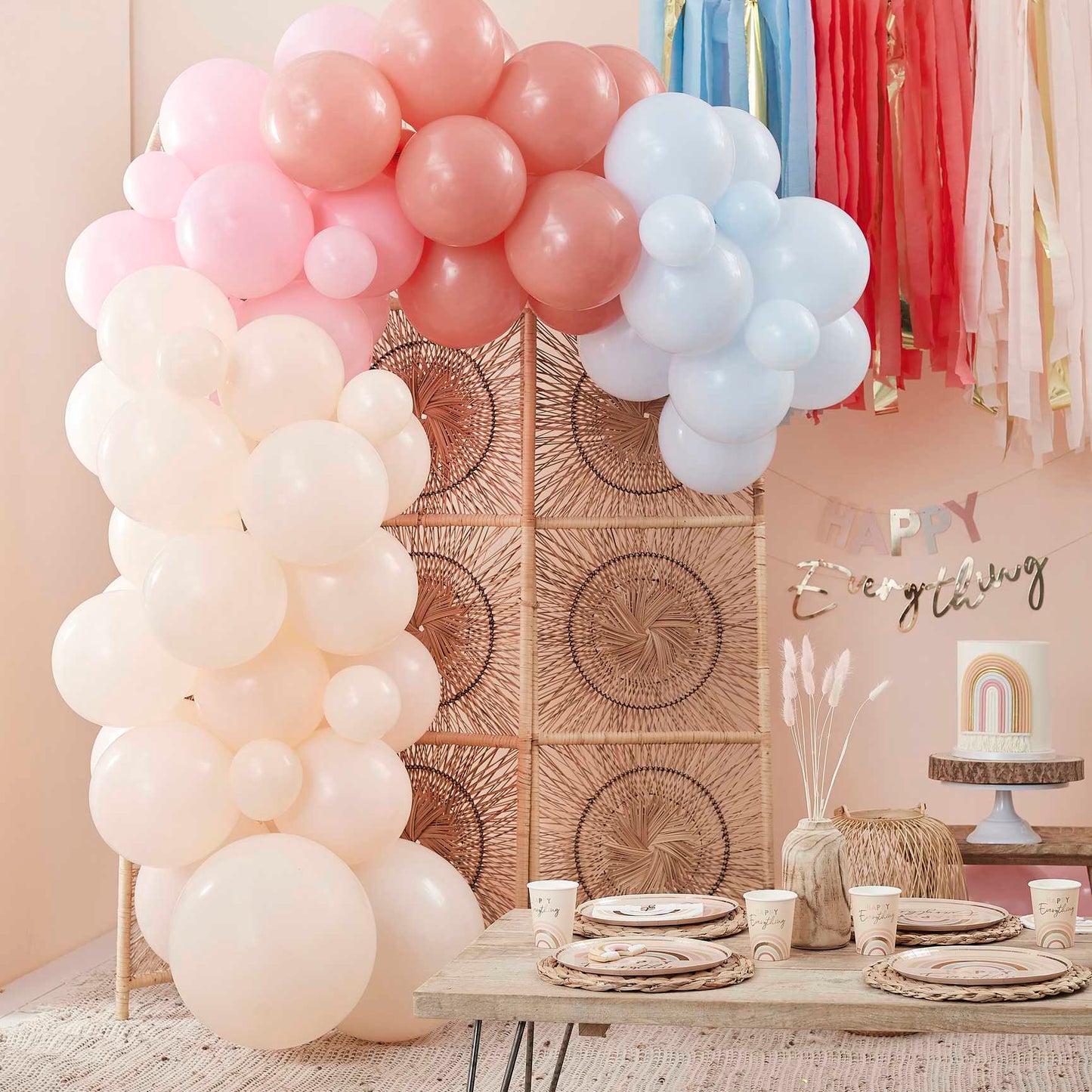 happy everything neutral nude cream coloured diy balloon garland arch kit for a party or event decoration