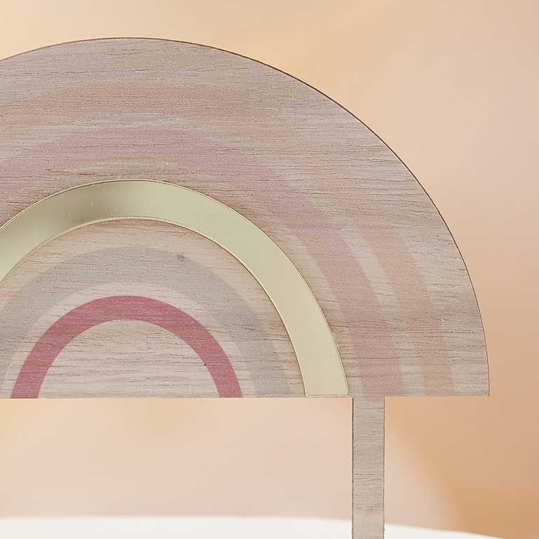 Pastel Nude Wooden Rainbow Cake Topper