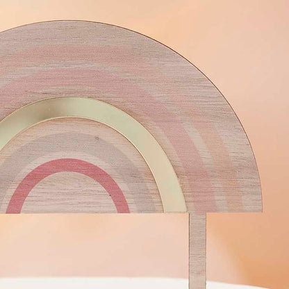 Pastel Nude Wooden Rainbow Cake Topper