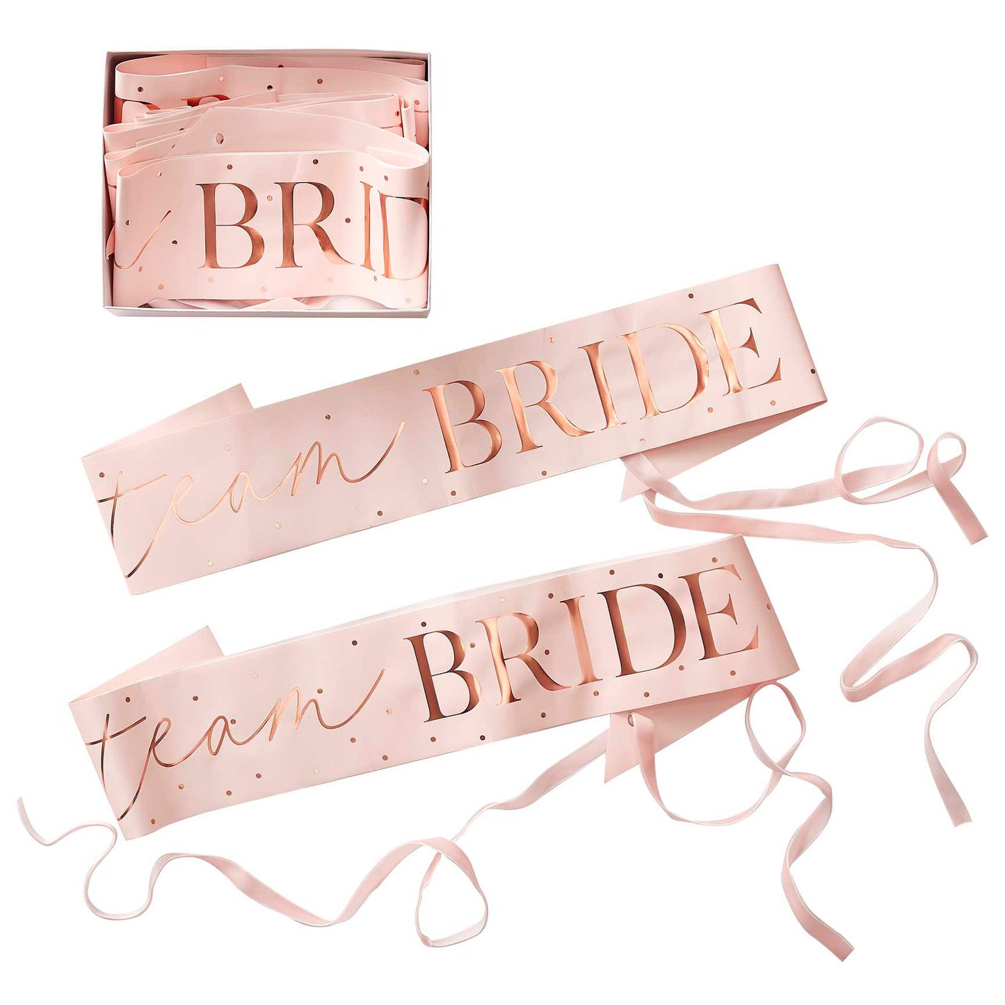 Pink Rose Gold Team Bride Bridal Shower Hens Party Bridesmaid Sash x 6