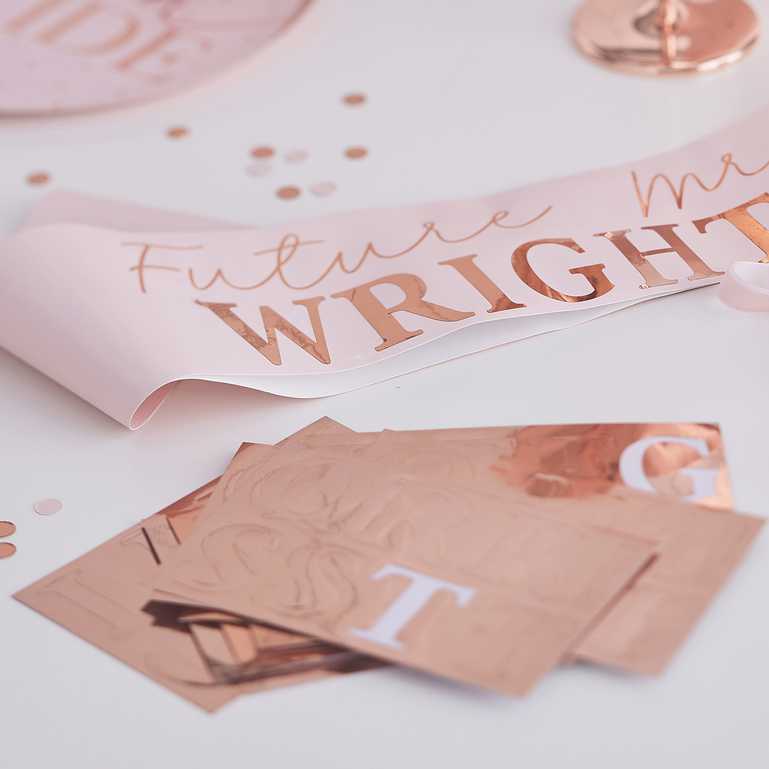 Pink Rose Gold Future Mrs Customisable Name Bridal Shower Hens Party Sash