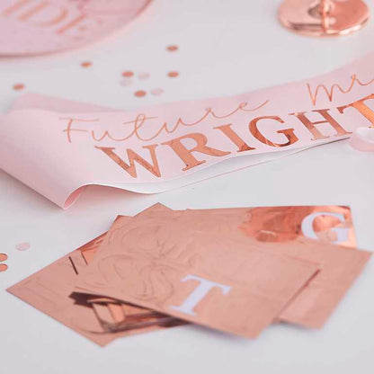 Pink Rose Gold Future Mrs Customisable Name Bridal Shower Hens Party Sash