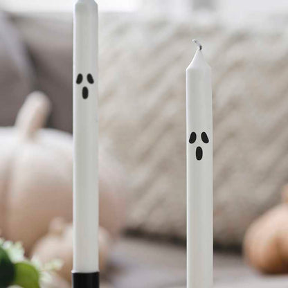 Halloween Ghost Spooky Face Pillar Candles Decoration