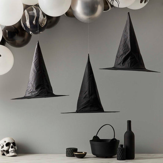 Hanging black witch hats halloween decorations decor trick or treat