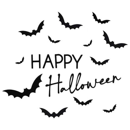 Happy Halloween Black Bats Door Window Sticker Decoration