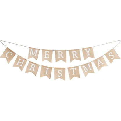 Hesian Burlap Merry Christmas Banner Bunting Sign Decoration