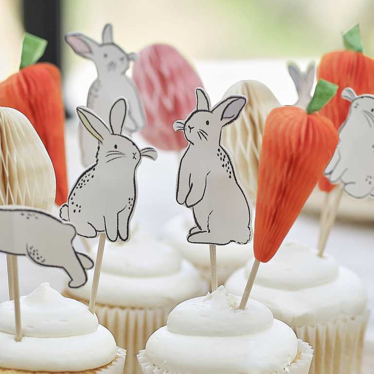 Hop Hop Hooray Easter Bunny, Carrot & Egg Cupcake Toppers