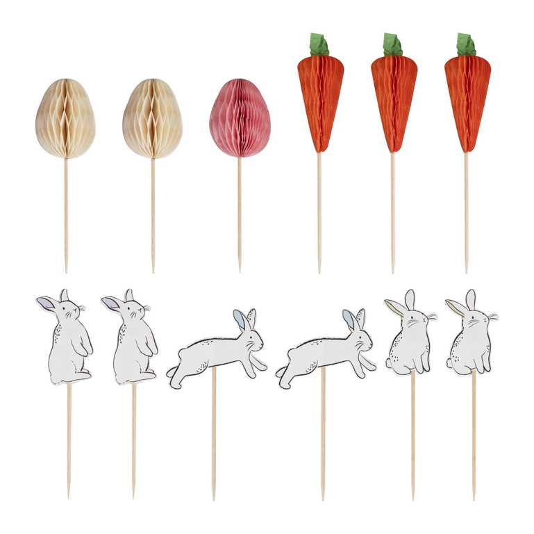 Hop Hop Hooray Easter Bunny, Carrot & Egg Cupcake Toppers