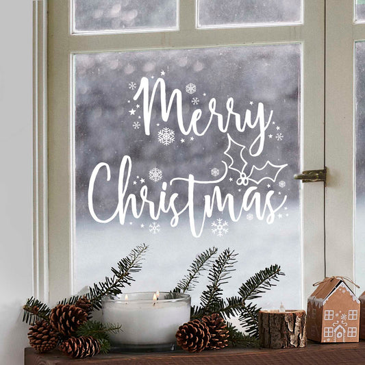 Let It Snow Merry Christmas Winter Snowflake Window Sticker Decoration