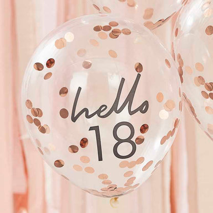 Rose Gold Confetti Hello 18 18th Birthday Party Balloons