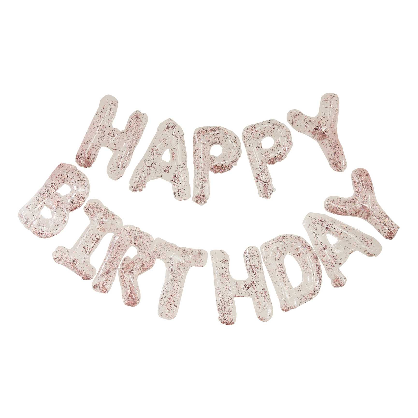 clear pink confetti happy birthday letter writing words hanging balloons party decorations