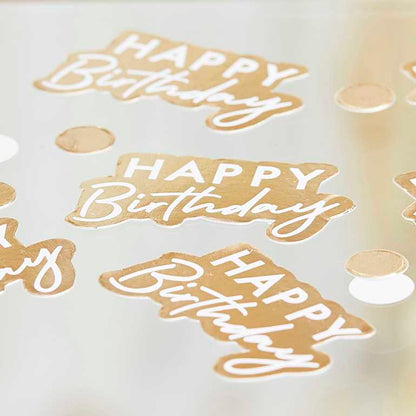 White & Gold Happy Birthday Table Confetti Scatters