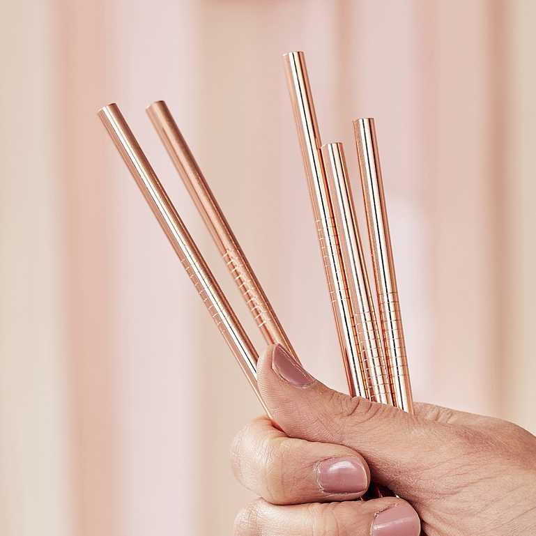 Rose Gold Stainless Steel Reusable Party Straws