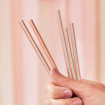 Rose Gold Stainless Steel Reusable Party Straws