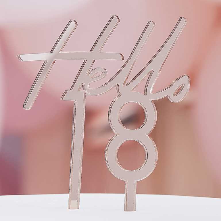 Hello 18 Rose Gold 18th Birthday Party Cake Topper