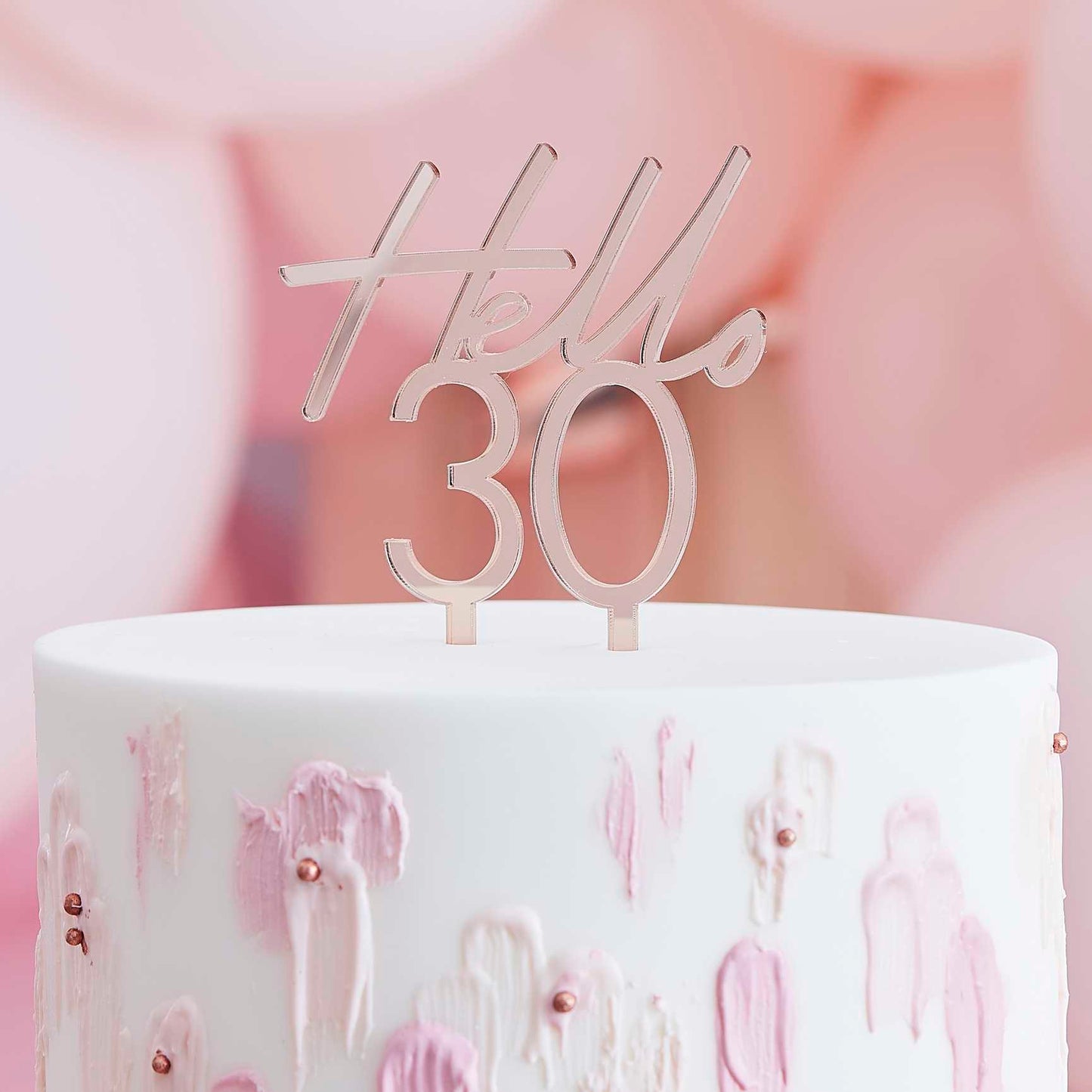 Hello 30 Rose Gold 30th Birthday Party Cake Topper