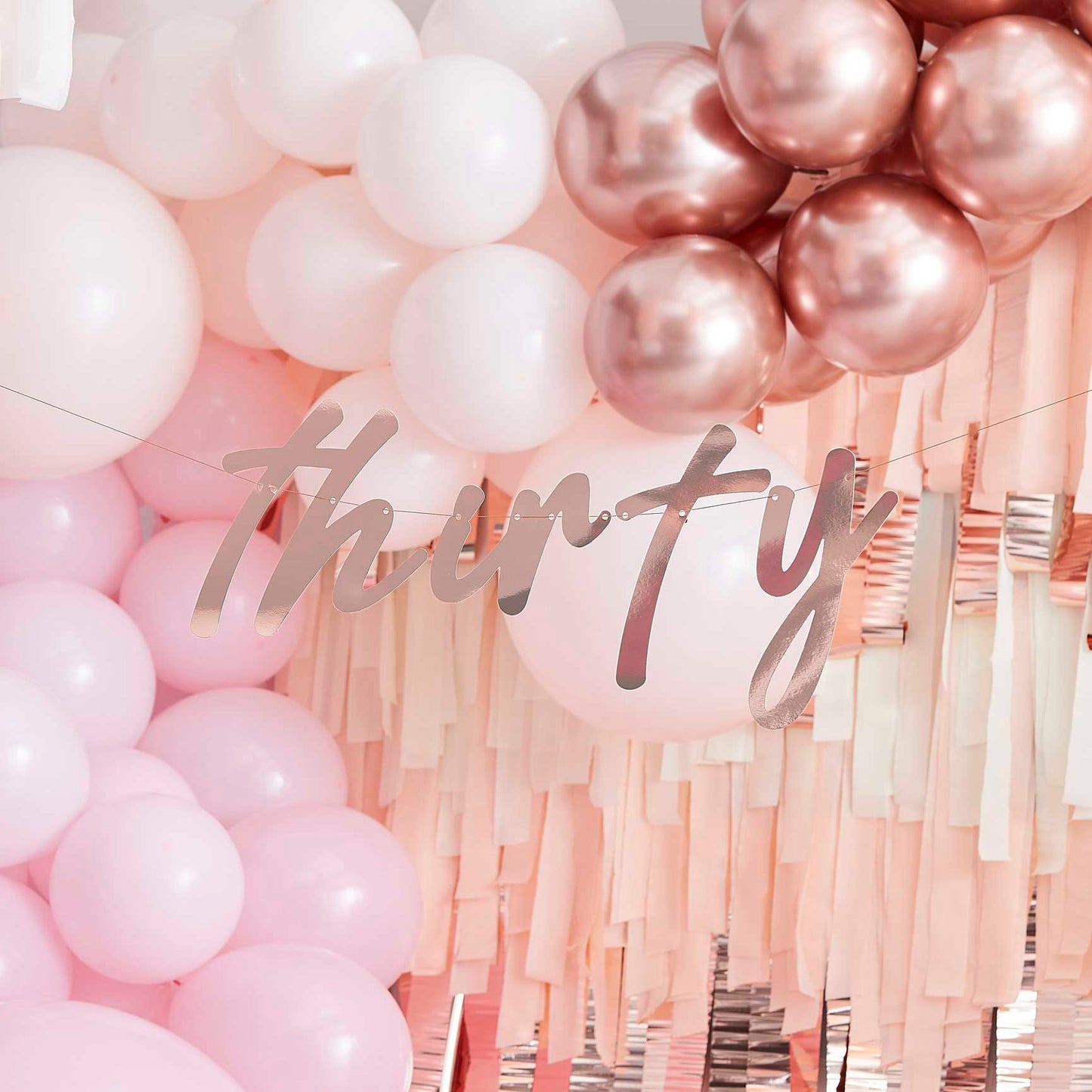 Thirty Rose Gold 30th Birthday Party Banner Decoration