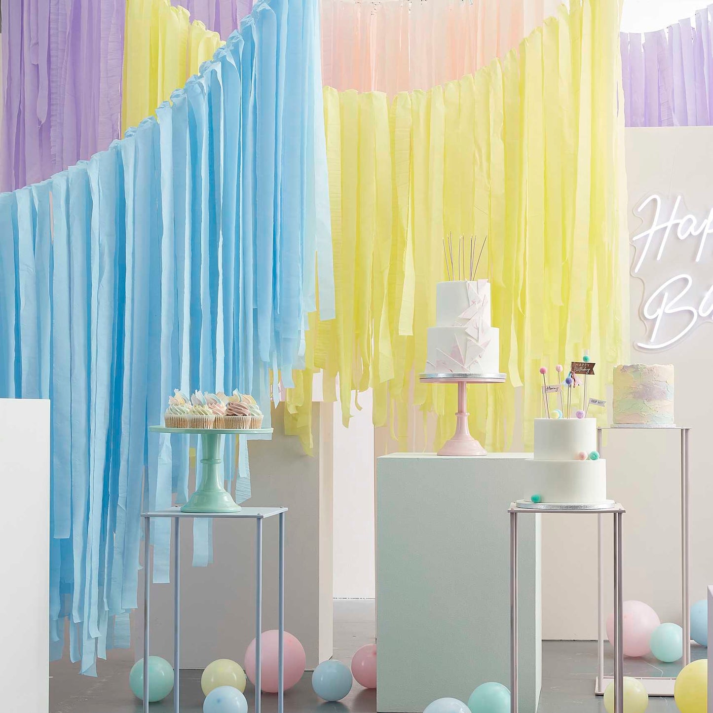 Pastel Ceiling Streamer Tassle Hanging Party Decoration