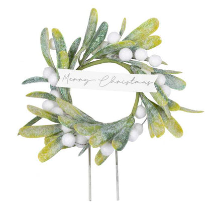 Merry Christmas Mistletoe Wreath Foilage Cake Topper