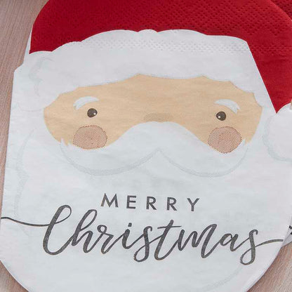 Merry Christmas Santa Shaped Paper Party Napkins Serviettes