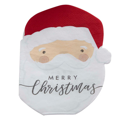 Merry Christmas Santa Shaped Paper Party Napkins Serviettes