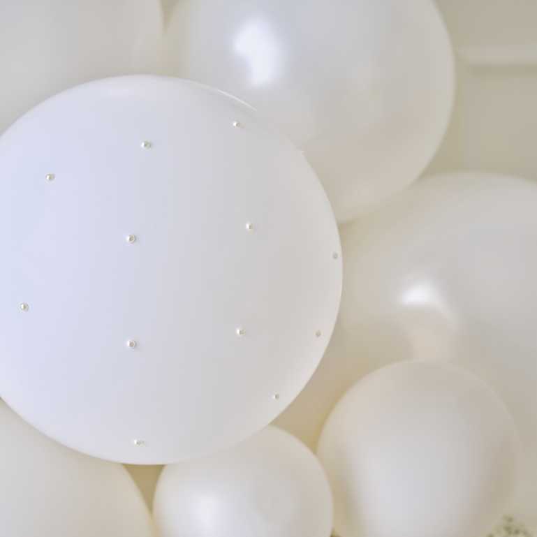 Modern Luxe White & Cream Balloon Garland with Pearls