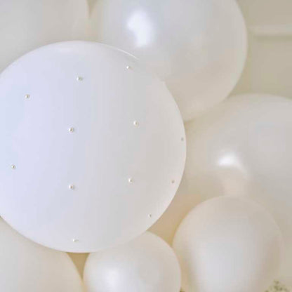 Modern Luxe White & Cream Balloon Garland with Pearls