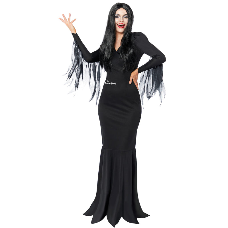 morticia addams womens adult the addams family halloween costume dress up party outfit trickor treating size 6 8 10 12 14 16 18