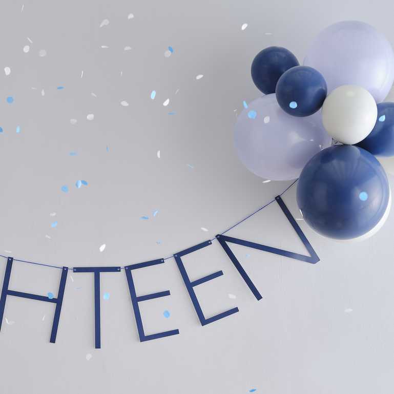 Navy 18th Eighteen Birthday Banner Sign