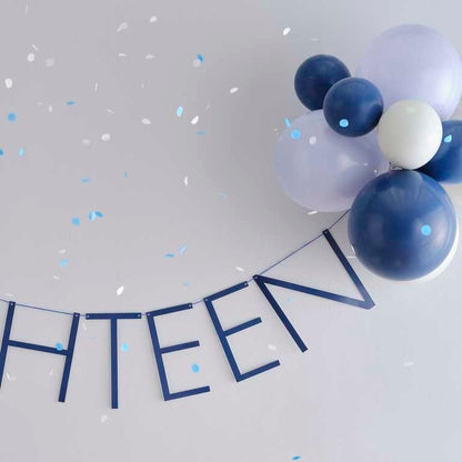 Navy 18th Eighteen Birthday Banner Sign