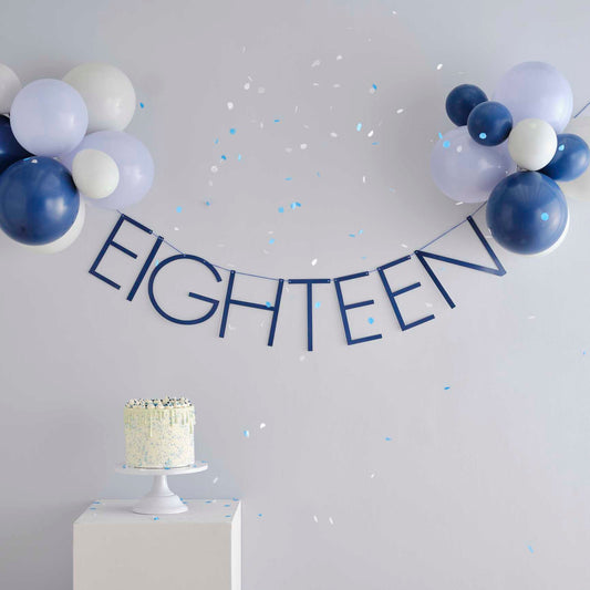 Navy 18th Eighteen Birthday Banner Sign