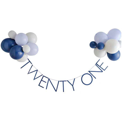 Navy 21st Twenty One Birthday Banner Sign