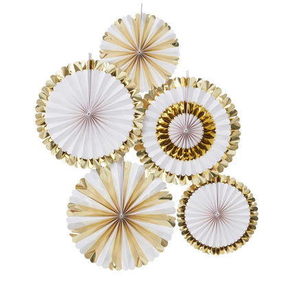 White & Gold Hanging Wall Fan Party Decorations