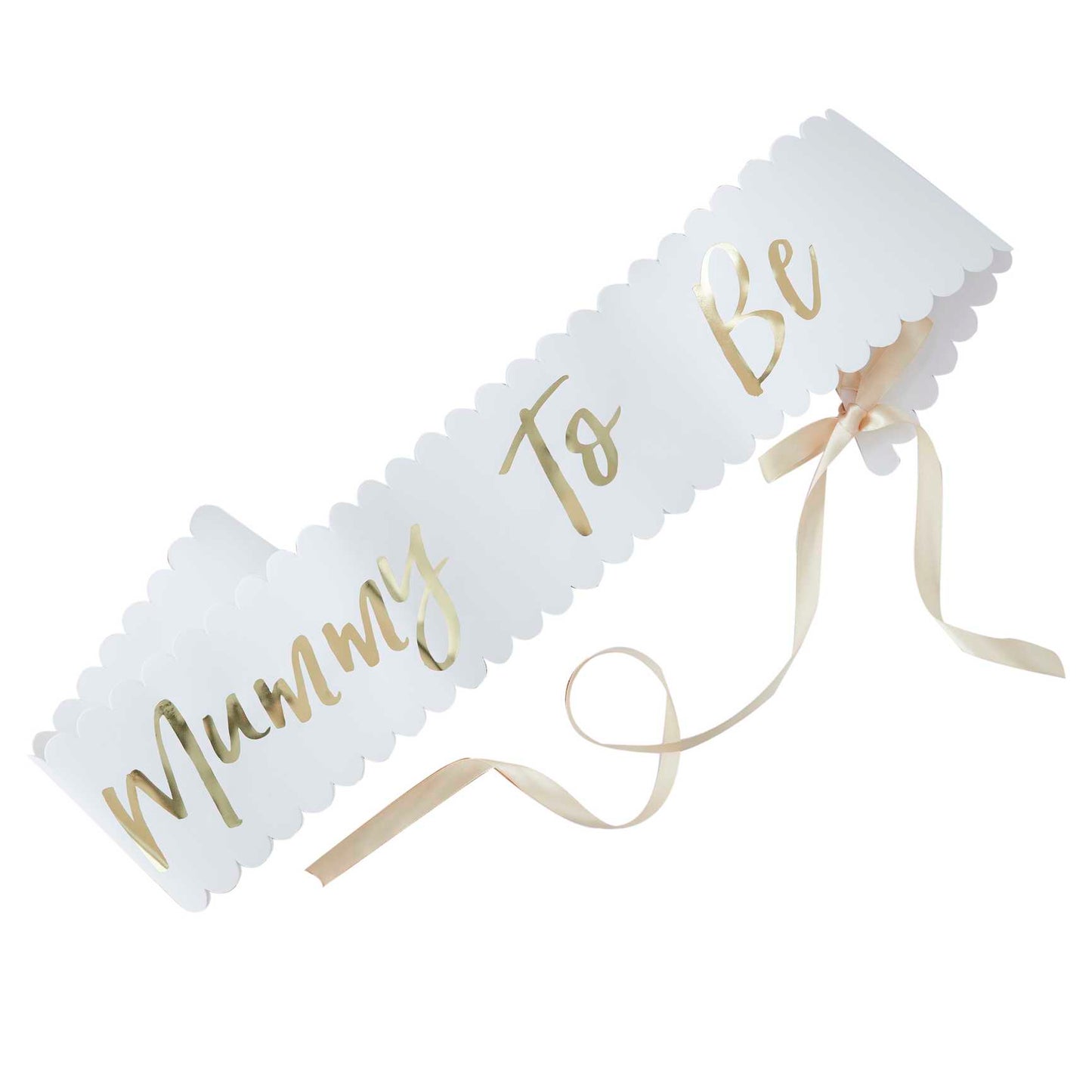 White & Gold Mummy To Be Baby Shower Gender Reveal Sash