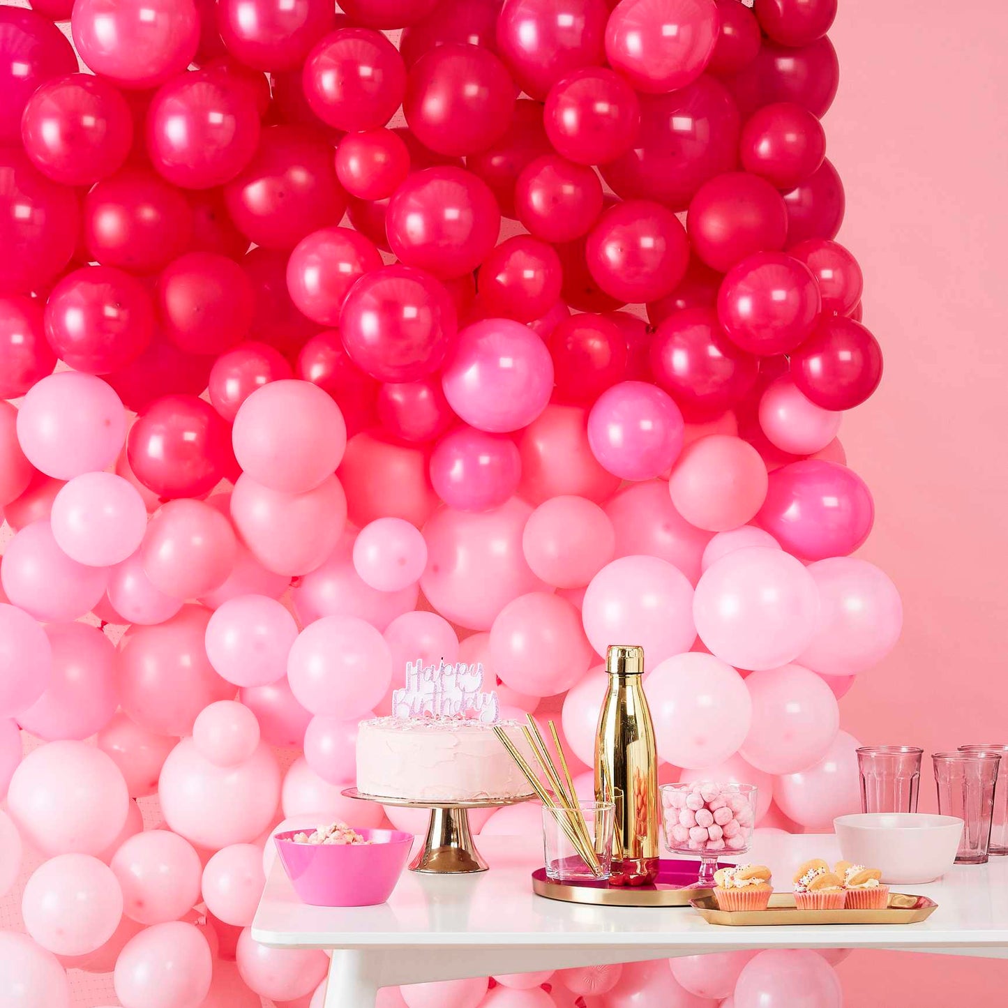 Hot Pink Light Pink Balloon Wall Backdrop