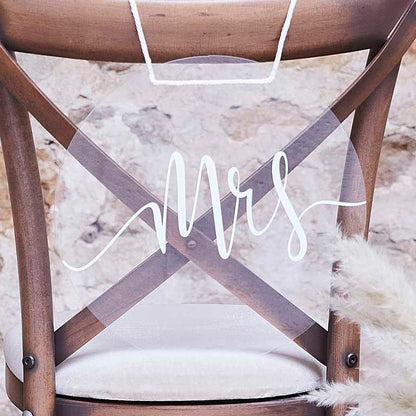 Mr & Mrs Clear Acrylic Wedding Chair Signs