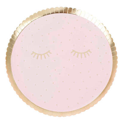 Pamper Party Pink & Gold Eyelashes Paper Party Plates