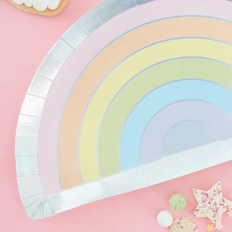 Pastel Rainbow Half Moon Paper Party Plates