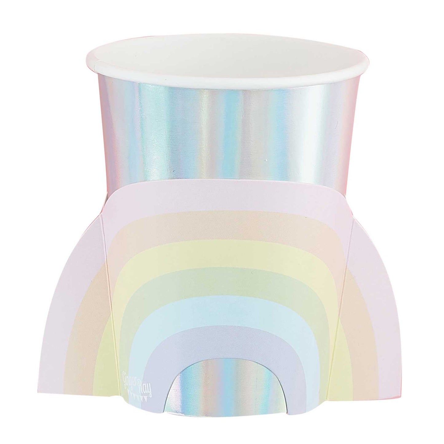 Pastel Rainbow Iridescent Holographic 3D Paper Party Cups