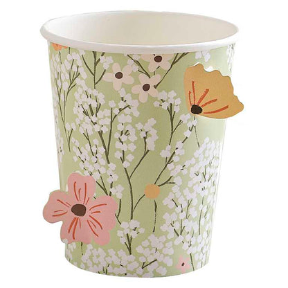 Pastel Floral Flower Pop Out Paper Party Cups