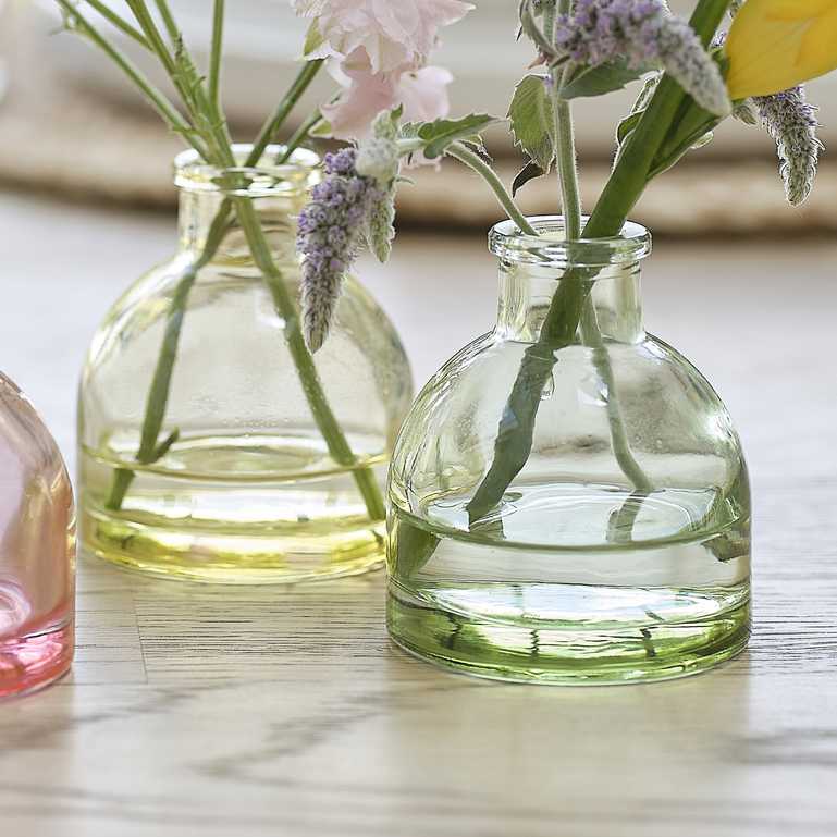 Pastel Flower Floral Bud Glass Vases