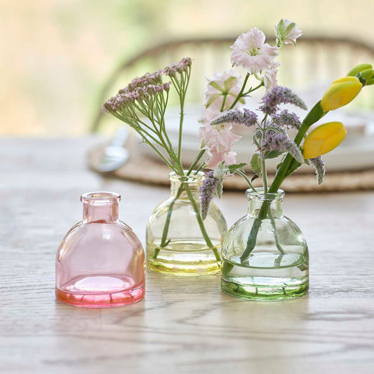 Pastel Flower Floral Bud Glass Vases